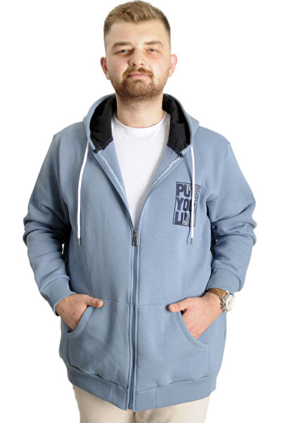 ModeXL Ανδρικό κουκούλα φούτερ - Mode XL Plus Size, Push Your Limit 23543 - Μπλε