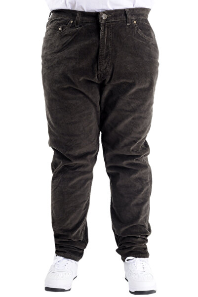 ModeXL Ανδρικό βελούδινο παντελόνι Mode XL Plus Size 23920 Χακί