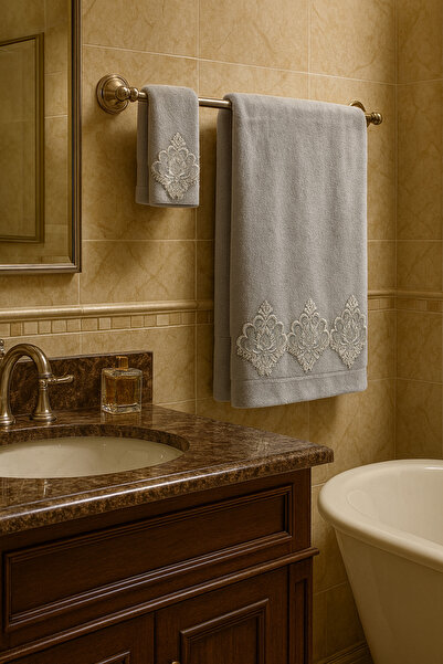 Çeyiz Bahçesi Весільний набір Elsa подвійний оксамитовий рушник 50 × 90 і 35 × 50