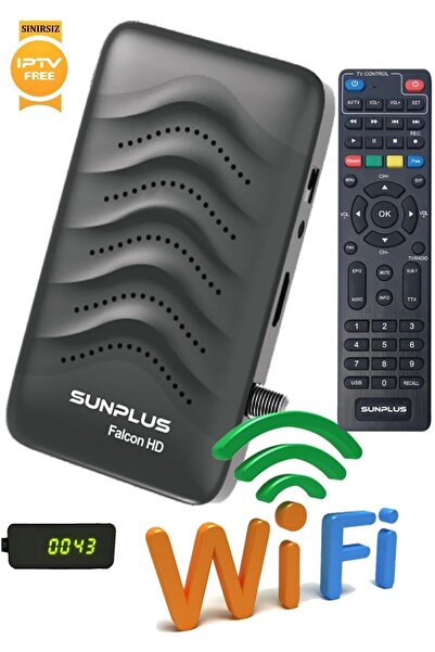 sunplus Falcon Çanaklı-Çanaksız Wi-Fi Dahil Full HD Sınırsız Sinema Paketli Uydu Alıcısı