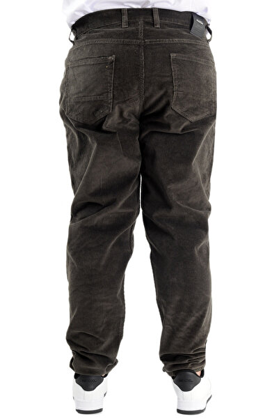 ModeXL Ανδρικό βελούδινο παντελόνι Mode XL Plus Size 23920 Χακί