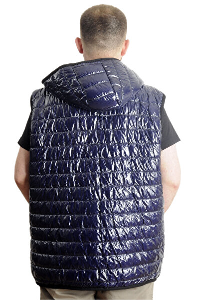 ModeXL Чоловічий утеплений жилет - великий розмір, з капюшоном, синій 23713