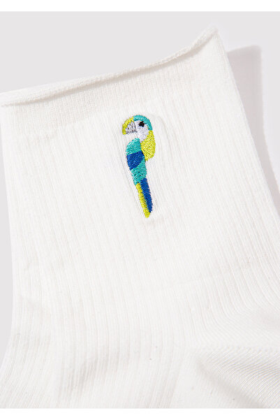 Mavi Bird Embroidered White Socks 1912432-34523