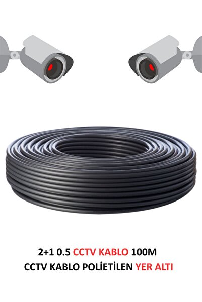 FURY 2+1 0.5mm Polietilen Yer Altı CCTV Kablo Güvenlik Kamera Kablosu 100m