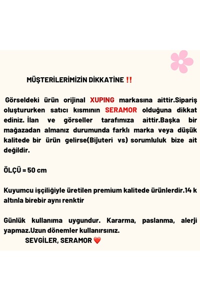 XUPING JEWELRY 14 K altın renginde kararmaz vip kalite kuyumcu işçiliği pul k...