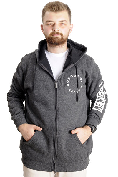 ModeXL Men's Hooded Oversized Sweatshirt - New Breed 23544 Antramelange