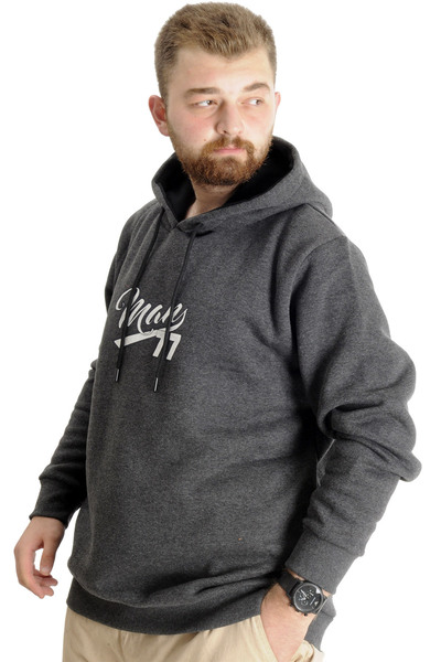 ModeXL Mode XL Large Size Men's Sweatshirt Hooded 23540 Antramelange
