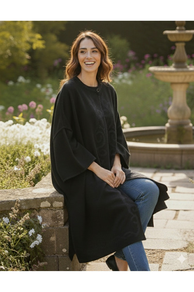 Clarity Düğme Detay Kaşmir Angora Panço