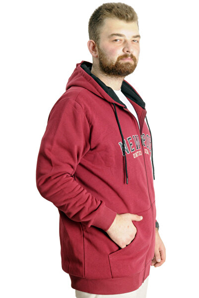 ModeXL Ανδρικό φούτερ με κουκούλα - Mode XL, Oversize, Maroon, New Port 23546
