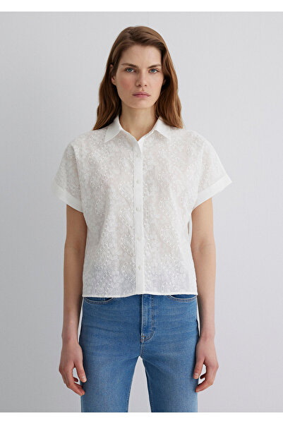 Mavi White Embroidery Detailed Regular Fit Shirt -1210740-70057