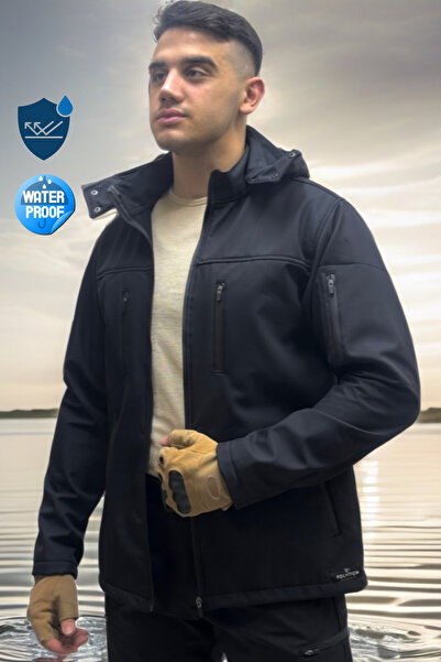 Polviton Softshell Waterproof and Windproof Men's Jacket with Fleece Inside, Can Be Used with or Without a Hood