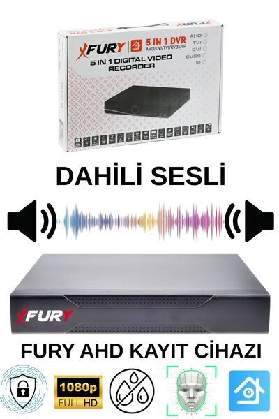 FURY 4 LÜ Sesli Gece Renkli Görüş Güvenlik Kamerası Su Geçirmez Güvenlik Kamerası Seti 250GB