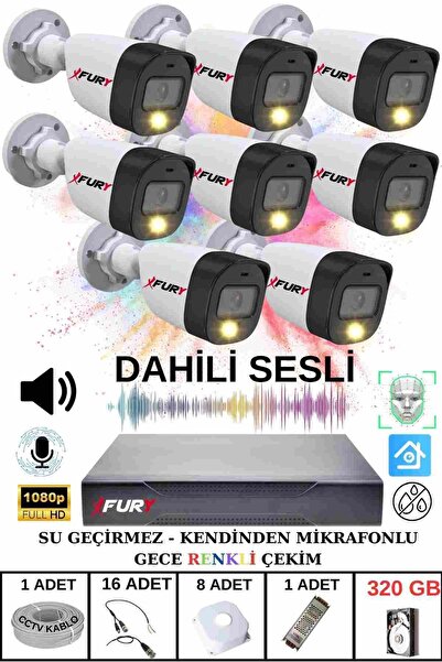 FURY 8 li Sesli Gece Renkli Görüş Güvenlik Kamerası Su Geçirmez Güvenlik Kame...