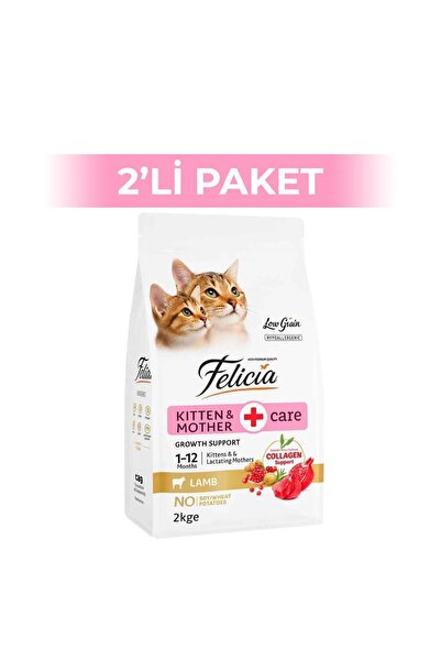 Felicia Mother Kitten Düşük Tahıllı Yavru Kuzu Etli Kedi Maması 2 kg 2 Adet