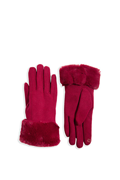 Mavi Burgundy Gloves with Faux Fur Detail 1911768 -70394