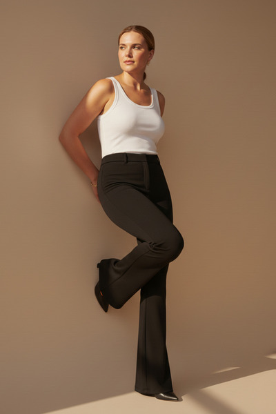 Hanezza Elegant and Comfortable Fit - Plus Size Black and Magenta Women's Spanish Trousers