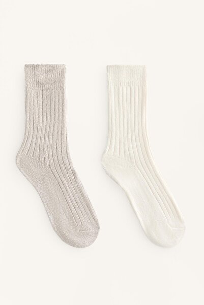 Oysho 2 Pairs of Classic Ribbed Socks