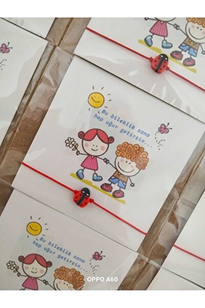 nasclaycollection Hediyelik Öğrenciye Okul Öncesi Etkinlik Kartlı Uğur Böceği Bileklik 15 Adet