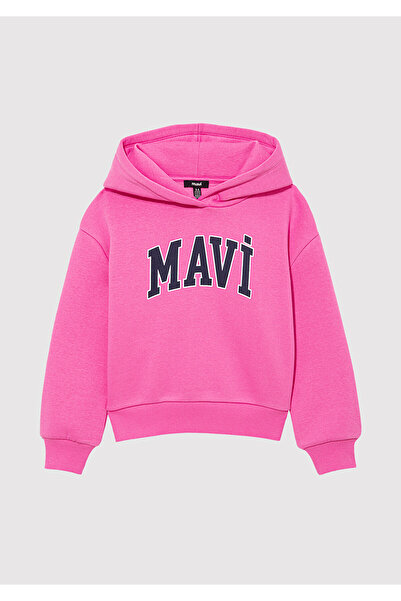 Mavi Růžová mikina s kapucí s potiskem loga 7610035-70982