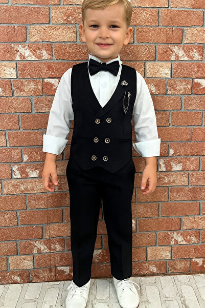 HAYTA Gyerekmellény szett inggel 0-1 éves korig - 14 éves ezüst fekete