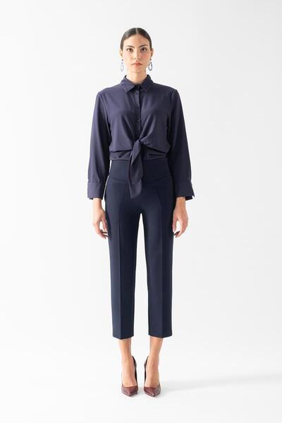 Spazio Cristano Geniş Korsajlı Yandan Fermuarlı Pantolon LACİVERT