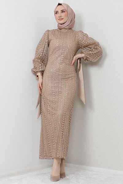 GİZ AGİYİM Βραδινό φόρεμα Pearl Hijab Χρυσό