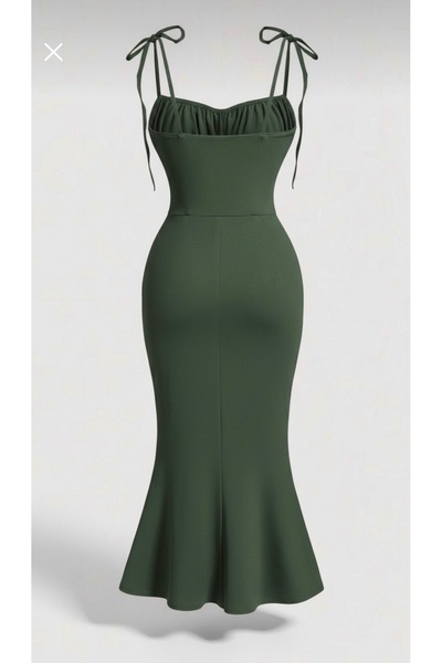 Dressco Lucci - Midi Dress with Rope Strap Waist and Corset Detail