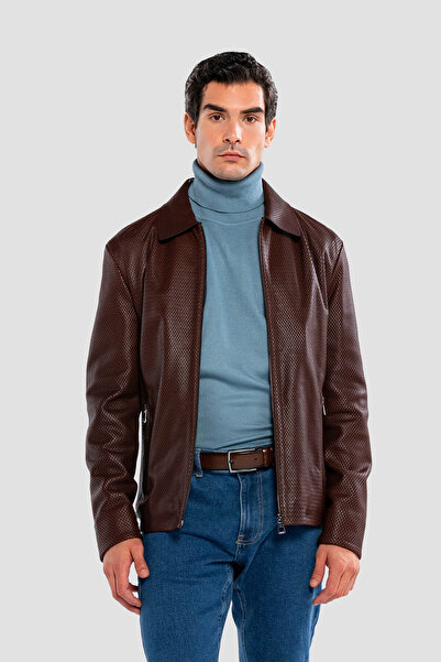 Tamer Tanca معطف جلد طبيعي للرجال