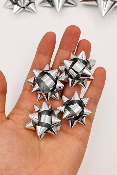 Dekals زينة هدايا معدنية فضية ذاتية اللصق على شكل نجمة رافيا 10 قطع