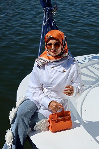 Levidor Square Handbag with Orange Accessory Detail