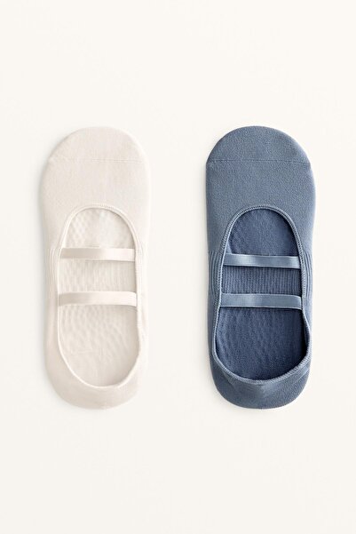 Oysho 2 çift poliamit karışımlı paralel bantlı yoga ve pilates çorabı