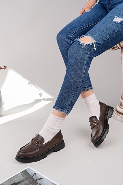 Nesil Shoes Fncy 816 Кафе Мъжки дамски мокасини