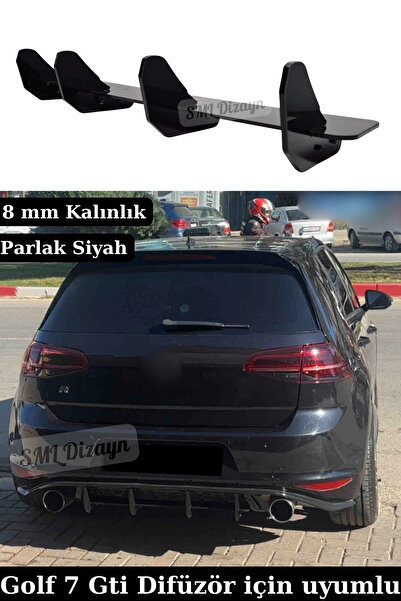 SML Dizayn Volkswagen Golf 7 Gti Arka Flap Bıçak Lip Splitter 2012-2016 Parla...
