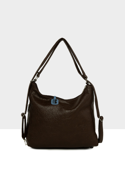 Bagmori Brown Women's Six-Eye Zipper Detailed Strap and Back Casual Bag M000008667