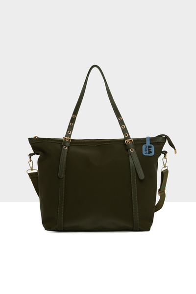 Bagmori Khaki Women's Belt Detailed Satin Tote Bag M000008683