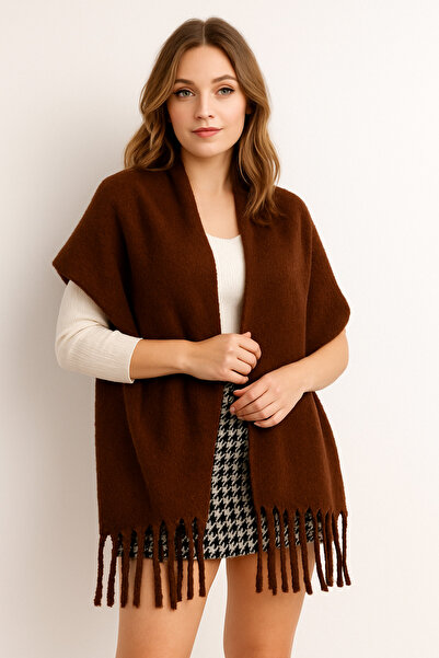 ZERAMİNE Women's Winter Tassel Scarf |   Soft Textured Thick Shawl - Soft Boucle Scarf 50X200