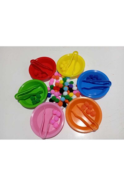 Nihal Süeda Eğitici Aktarma Seti 6 Adet Kase 6 Adet Cımbız 100 Adet Renkli Ponpon