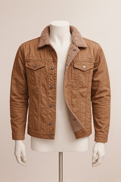 alaska the last frontier Premium Denim R.lion Shearling Jeans Coat - K.Camel