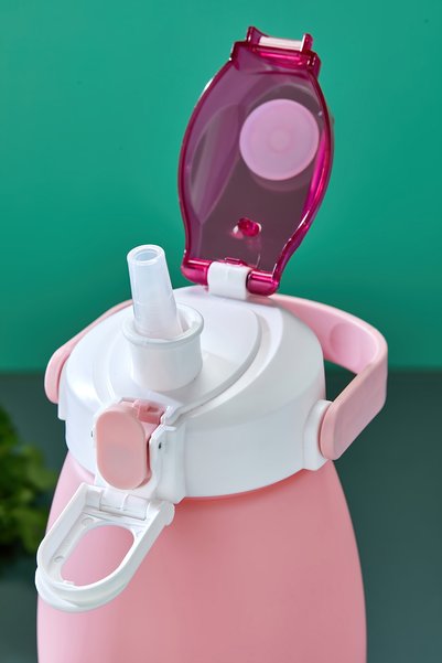 Espas Home 1600 ml Water Bottle Water Bottle - with Straw, Bpa Free, Lockable and Leak Proof Lid - Pink