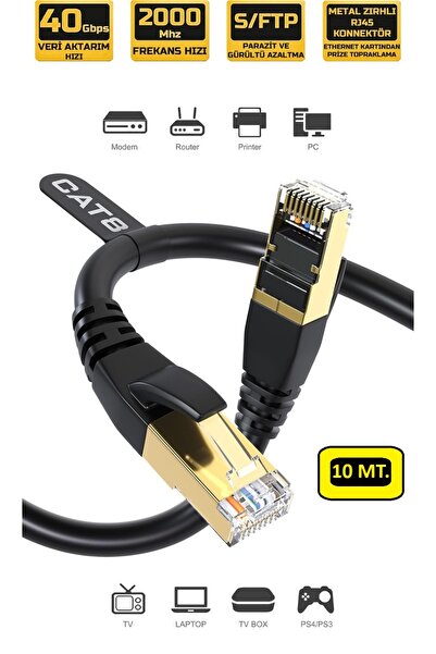 FORLİNE FOR LİNE Cat8 10 Mt. 40GBPS S/ftp 2000MHZ Yüksek Hızlı Internet Kablosu