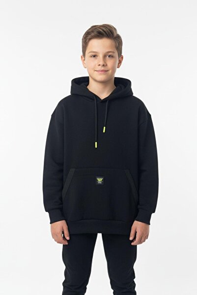 NEWKİDS Момчешка суитшърт с качулка, джоб тип кенгуру, подплатена с шерпа, 10...