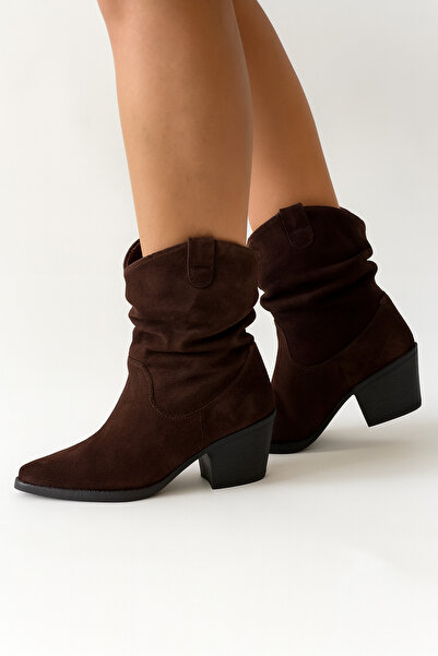 Karayel Collection Hakiki Deri Kısa Süet Kovboy Bot