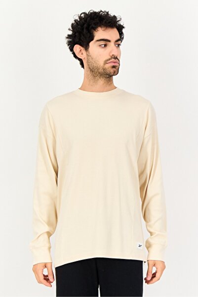 Reebok Men Sportswear Fit Long Sleeve Outdoor Sweatshirts, Cream