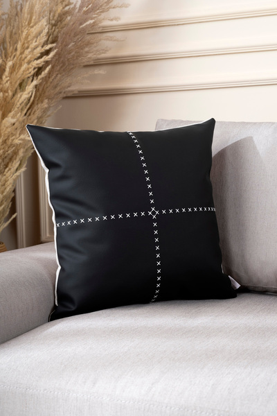 Koza Home Ivy Soft Leather Black Cushion Cover 45X45 2548