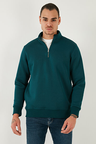 Buratti Ανδρικό φούτερ από βαμβακερό ύφασμα Regular Fit με μισό φερμουάρ και όρθιο γιακά SWEAT 59052592