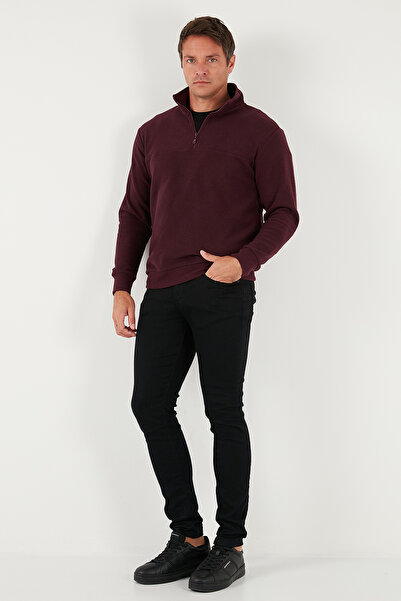 Buratti Cotton Regular Fit Half Zipper Stand Collar Sweater Men's Sweater 456112