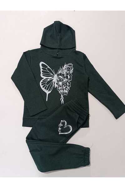 Nice Clothes Children's Hooded Tracksuit Set Butterfly Print