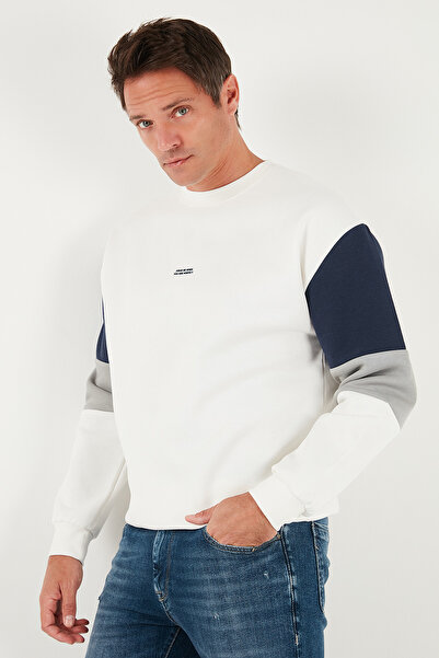 Buratti Cotton Relaxed Fit Crew Neck Color Block Sweat Men's Sweat 5905298t