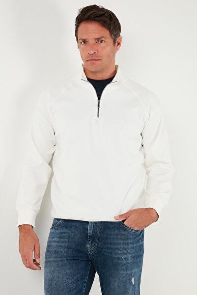 Buratti Cotton Relaxed Fit Half Zipper Stand Collar Sweat Men's Sweat 5901232