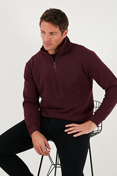 Buratti Cotton Regular Fit Half Zipper Stand Collar Sweater Men's Sweater 456112